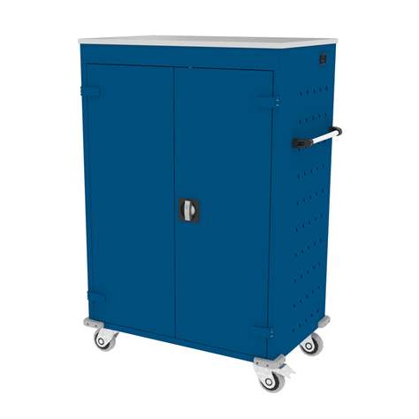 Schrank für Notebooks, mit Ladung, 20 Fächer, BxTxH: 920x540x1250 mm, Gehäuse Blau RAL5010/ Türfarbe Blau RAL5010 - Malow - Bild7