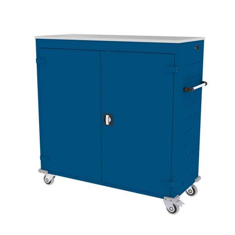 Schrank für Notebooks, mit Ladung, 30 Fächer, BxTxH: 1310x540x1250 mm, Gehäuse Blau RAL5010/ Türfarbe Blau RAL5010 - Malow - Bild7