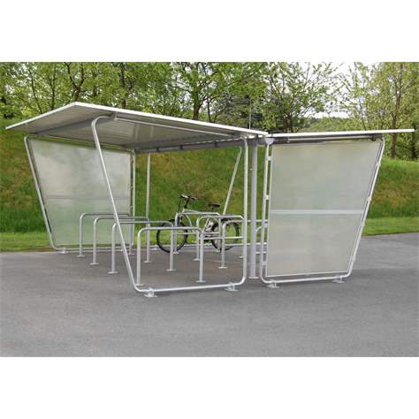 Acoperitoare pentru biciclete, pe ambele părți S29, 4300 x 4660 mm, acoperiș din tablă trapezoidală, modul adițional - WSM - Walter Solbach Metallbau GmbH - imagine4
