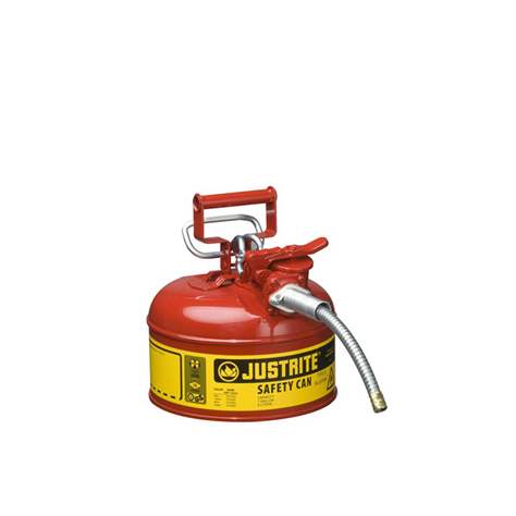 Bezpečnostní sběrná nádoba Profi-Plus z ocelového plechu s hadicí, objem 4 l, červený nátěr - Justrite Manufacturing Company, L.L.C.