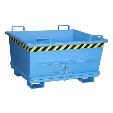 Kónický přepravník s výklopným dnem, objem 500 l, nosnost 1000 kg, d x š x v: 1040 x 1200 x 715 mm, barva modrá RAL5012 - Bauer GmbH