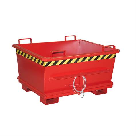 Kónický přepravník s výklopným dnem, objem 500 l, nosnost 1000 kg, d x š x v: 1040 x 1200 x 715 mm, barva červená RAL3000 - Bauer GmbH