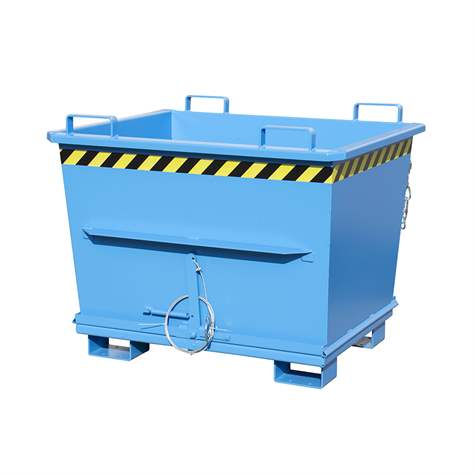 Kónický přepravník s výklopným dnem, objem 700 l, nosnost 1500 kg, d x š x v: 1040 x 1200 x 970 mm, barva modrá RAL5012 - Bauer GmbH