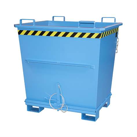 Kónický přepravník s výklopným dnem, objem 1000 l, nosnost 2000 kg, d x š x v: 1040 x 1200 x 1270 mm, barva modrá RAL5012 - Bauer GmbH