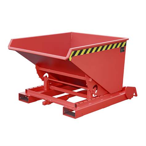 Automatische Kippbehälter, Volumen 600 l, Traglast 1000 kg, LxBxH: 1485x1095x865 mm, Farbe Rot RAL3000 - Bauer GmbH