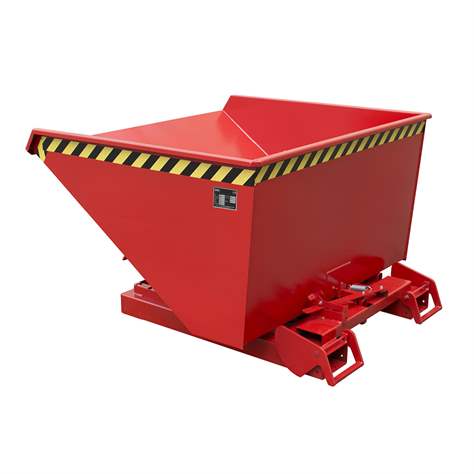 Container autobasculant tip cuva pentru stivuitor volum 900 l, cap. port. 1000 kg, L x l x H 1485 x 1570 x 865 mm, roșu RAL3000 - Bauer GmbH