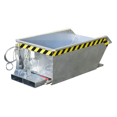 Nízký výklopný přepravník se sítkem, výpustný kohout, objem 230 l, nosnost 750 kg, d x š x v: 1385x680x450 mm, žárově zinkovaná - Bauer GmbH