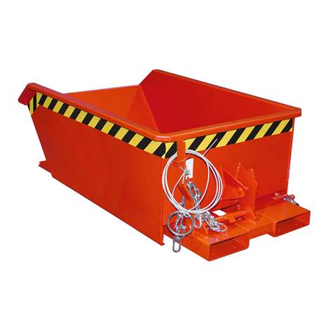 Nízký výklopný přepravník se sítkem, výpustný kohout, objem 270 l, nosnost 1000 kg, d x š x v: 1385x780x450 mm, barva červená RAL3000 - Bauer GmbH