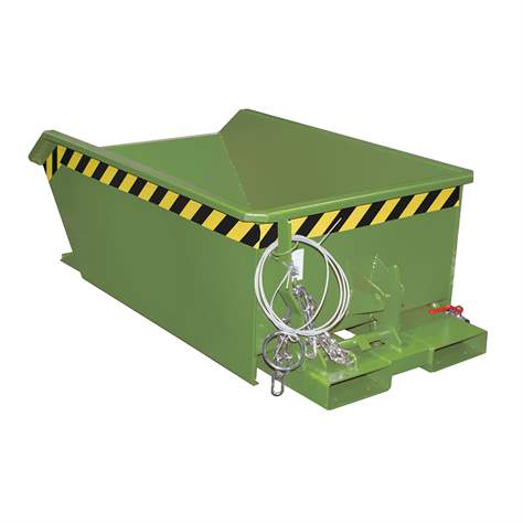 Nízký výklopný přepravník se sítkem, výpustný kohout, objem 270 l, nosnost 1000 kg, d x š x v: 1385x780x450 mm, barva zelená RAL6011 - Bauer GmbH