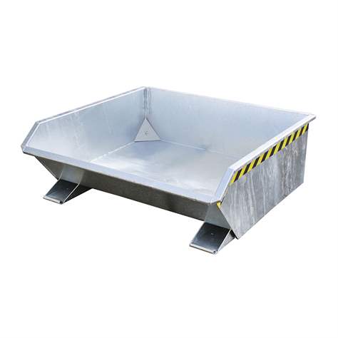 Nízký výklopný přepravník se sítkem, výpustný kohout, objem 460 l, nosnost 1000 kg, d x š x v: 1385x1280x450 mm, barva modrá RAL5012 - Bauer GmbH - obrázek7