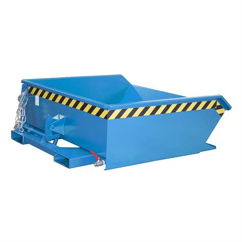 Nízký výklopný přepravník se sítkem, výpustný kohout, objem 460 l, nosnost 1000 kg, d x š x v: 1385x1280x450 mm, barva modrá RAL5012 - Bauer GmbH