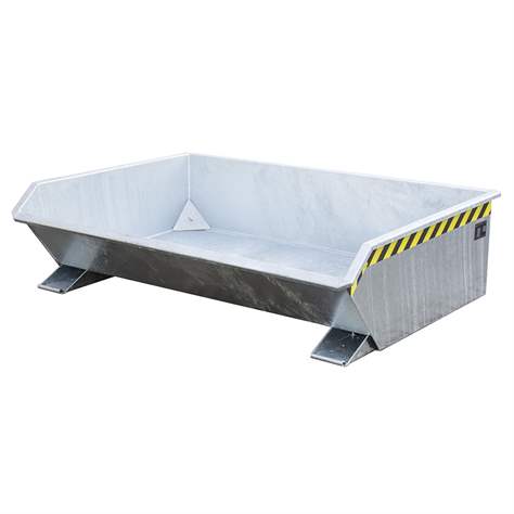 Nízký výklopný přepravník se sítkem, výpustný kohout, objem 610 l, nosnost 1000 kg, d x š x v: 1385x1680x450 mm, žárově zinkovaná - Bauer GmbH - obrázek7
