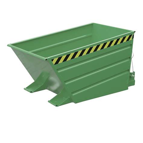 Der Kippbehälter mit niedriger Schüttkante, Volumen 500 l, LxBxH: 1375x800x730 mm, Farbe Grün RAL6011 - Bauer GmbH