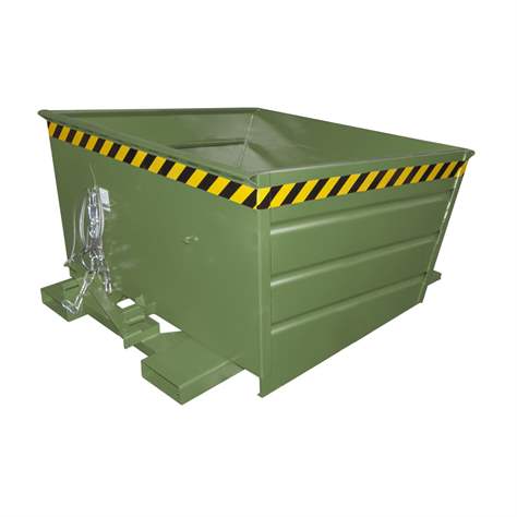 Der Kippbehälter mit niedriger Schüttkante, Volumen 800 l, LxBxH: 1375x1200x730 mm, Farbe Grün RAL6011 - Bauer GmbH