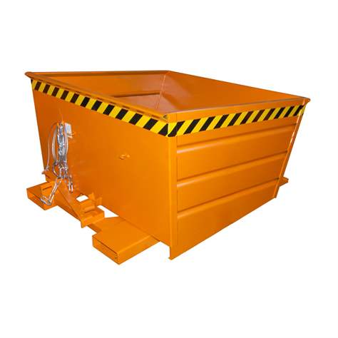 Der Kippbehälter mit niedriger Schüttkante, Volumen 800 l, LxBxH: 1375x1200x730 mm, Farbe Orange RAL2000 - Bauer GmbH