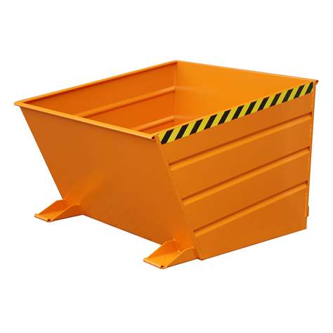 Der Kippbehälter mit niedriger Schüttkante, Volumen 1000 l, LxBxH: 1445x1200x890 mm, Farbe Orange RAL2000 - Bauer GmbH