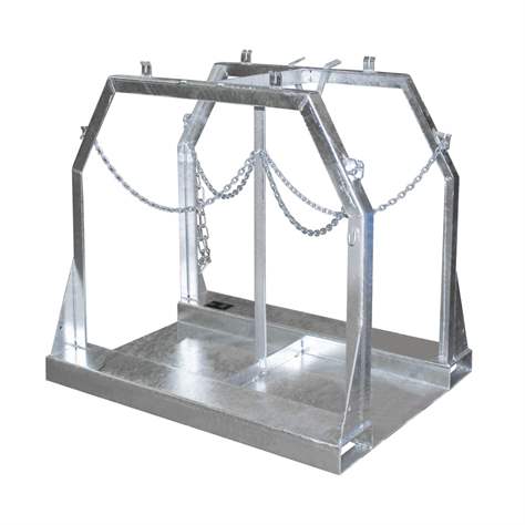 Palet pentru butelii din oțel pentru gaze tehnice, max. 8 x Ø 250 mm, cap.port. 700 kg, LxlxH: 1100x860x1080 mm, galvanizat - Bauer GmbH - imagine3