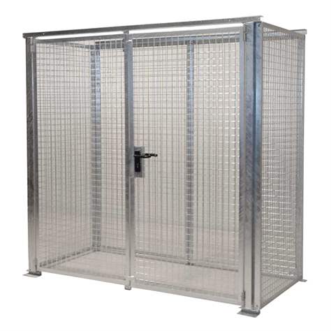 Klec na plynové lahve, bez střechy, dvoukřídlé dveře, max. lahví 32 x Ø 230 mm, d x š x v: 2100x1085x2070 mm, žárově zinkované - Bauer GmbH