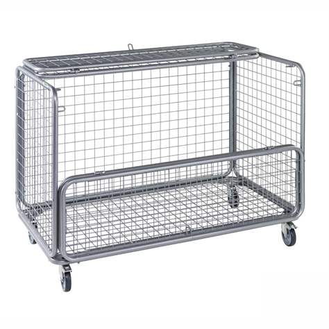 Drátěný vozík s víkem, nosnost 150 kg, d x š x v: 1180x662x858 mm, lakovaný šedý - Konga Mekaniska Verkstad AB - obrázek3