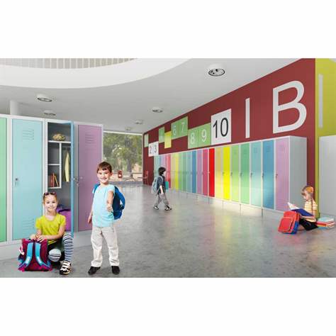 Garderobenschrank für Schüler, BxTxH: 1200x500x1450 mm, Zylinderschloß, Korpus Grau RAL7035/Türfarbe Gelb RAL1023 - Malow - Bild2