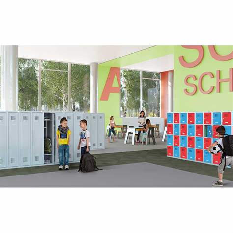 Schließfachschrank mit 12 Fächern, BxTxH: 900x500x1450 mm, Zylinderschloß, Korpus Grau RAL7035/Türfarbe Rot RAL3020 - Malow - Bild2