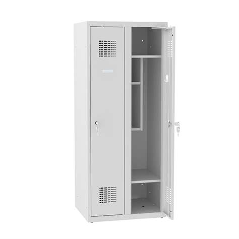 Garderobenschrank für Schüler, BxTxH: 600x500x1450 mm, Drehriegelverschluss, Korpus Grau RAL7035/Türfarbe Grau RAL7035 - Malow