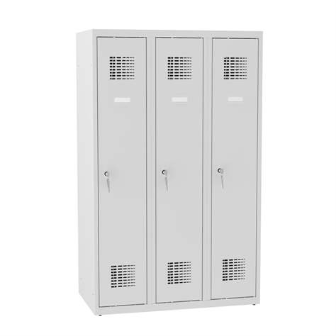 Garderobenschrank für Schüler, BxTxH: 900x500x1450 mm, Zylinderschloß, Korpus Grau RAL7035/Türfarbe rot RAL3020 - Malow - Bild4