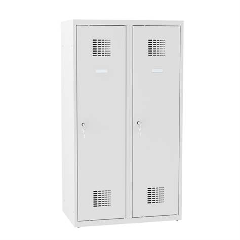 Garderobenschrank für Schüler, BxTxH: 800x500x1450 mm, Zylinderschloß, Korpus Grau RAL7035/Türfarbe Grau RAL7035 - Malow - Bild4