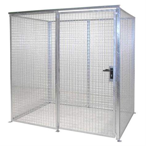 Klec na plynové lahve, bez střechy, jednokřídlé dveře, max. lahví 48 x Ø 230 mm, d x š x v: 2100x1500x2070 mm, žárově zinkované - Bauer GmbH