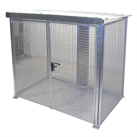 Container magazie pentru butelii din oțel pentru gaze tehnice, cu acoperiș, cu ușă dublă, max. butelii 60 x Ø 230 mm, LxlxH: 2400x1500x2160 mm, galvanizat - Bauer GmbH