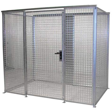 Klec na plynové lahve, bez střechy, jednokřídlé dveře, max. lahví 60 x Ø 230 mm, d x š x v: 2400x1500x2070 mm, žárově zinkované - Bauer GmbH