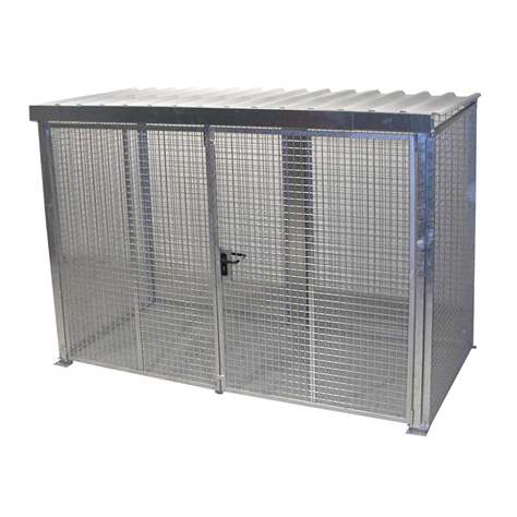 Gasflaschen-Container, mit Dach, zweiflügelige Tür, max. flashen 78 x Ø 230 mm, LxBxH: 3100x1500x2160 mm, feuerverzinkt - Bauer GmbH