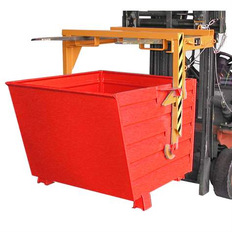 Container basculant, stivuibil, volum 1500 l, cap. port. 2000 kg, LxlxH: 1200x1500x1000 mm, roșu RAL3000 - Bauer GmbH - imagine5