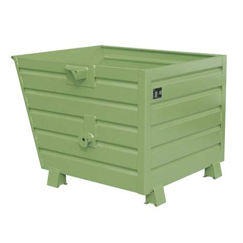 Container basculant, stivuibil, volum 900 l, cap. port. 2000 kg, LxlxH: 1200x1000x900 mm, verde RAL6011 - Bauer GmbH