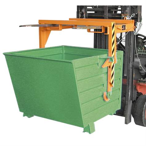 Container basculant, stivuibil, volum 900 l, cap. port. 2000 kg, LxlxH: 1200x1000x900 mm, verde RAL6011 - Bauer GmbH - imagine5