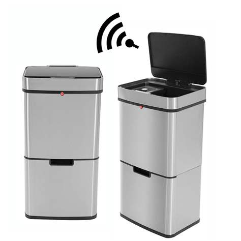 Coș de gunoi cu senzor, volum 54 l, din oțel inoxidabil