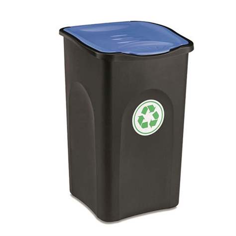 Koš plastový ECOGREEN, objem 50 l, nádoba černá/víko modré
