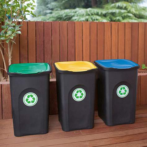 Koš plastový ECOGREEN, objem 50 l, nádoba černá/víko modré - obrázek2