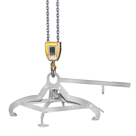 Fassgreifer für 200l-Stahlfässern, 4-Punkt-Spannsystem, Traglast 350 kg, vertzinkt - Bauer GmbH