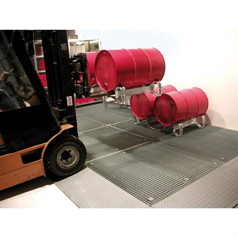 Bodenschutzwanne, mit Zulassung, verzinkt, Auffangvolumen 22 l, LxBxH: 500x500x123 mm - Bauer GmbH - Bild3