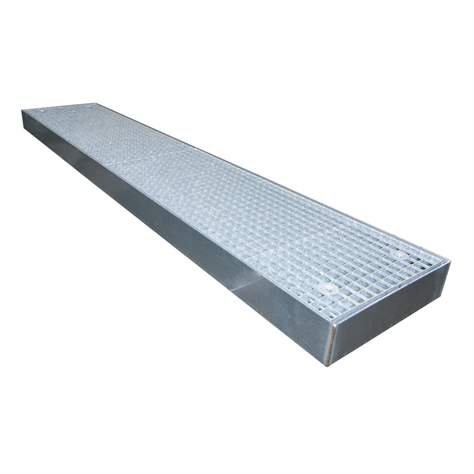 Podea de captare din oțel tip vană de captare, certificată, zincat, capacitate colectare 111 l, LxlxH: 2500x500x123 mm - Bauer GmbH