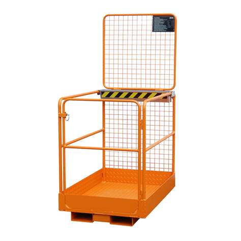 Arbeitsbühne 1200 x 800 mm für Gabelstapler, Traglast 300 kg, Orange RAL2000 - Bauer GmbH