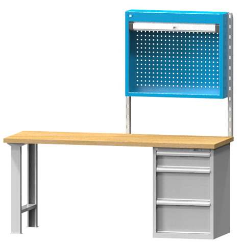 Box container suspendabil - dulap suspendabil pentru banc de atelier, LxH: 930 x 1084 mm, albastru RAL5012 - Polak CZ, s.r.o.