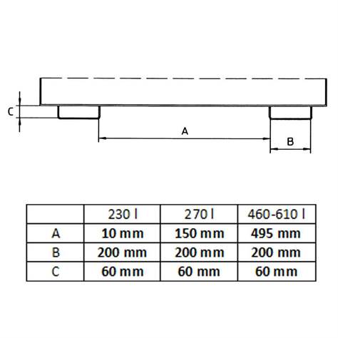 Nízký výklopný přepravník se sítkem, výpustný kohout, objem 230 l, nosnost 750 kg, d x š x v: 1385x680x450 mm, žárově zinkovaná - Bauer GmbH - obrázek7