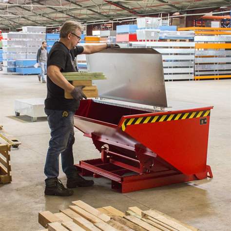 Automatische Kippbehälter, Volumen 1200 l, Traglast 1500 kg, LxBxH: 1920x1095x1125 mm, Farbe Blau RAL5012 - Bauer GmbH - Bild9