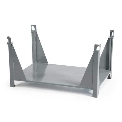 Boxcontainer - container metalic stivuibil de transport, 1200 x 800 mm, deschis, platformă deschisă - 4 stâlpi în colțuri, culoare gri RAL7005