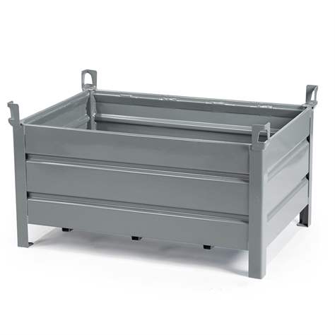 Boxcontainer - container metalic stivuibil de transport,  1200 x 800 mm, 4 pereți plini, culoare gri RAL7005