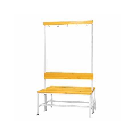 Garderobenbank mit 10 Kleiderhaken und Sitzfläche aus Massivholzleisten, zweiseitig, Länge 1000 mm - Kovona Lysa nad Labem