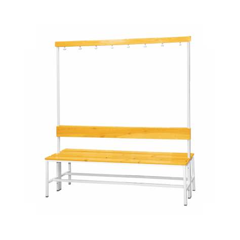 Garderobenbank mit 16 Kleiderhaken und Sitzfläche aus Massivholzleisten, zweiseitig, Länge 1500 mm - Kovona Lysa nad Labem