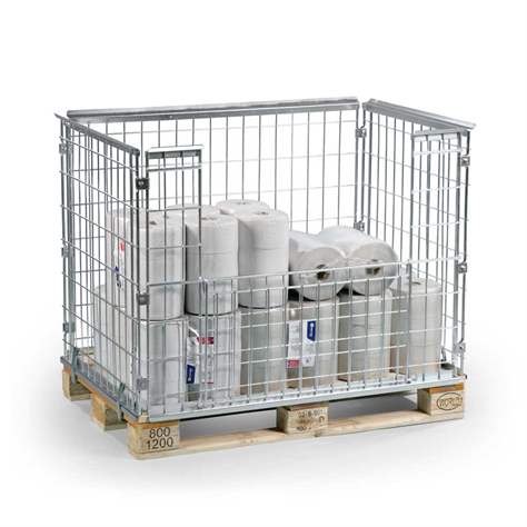 Gitter-Aufsatzrahmen für EUR-Tauschpalette, mit Klappe, Höhe 1015 mm, verzinkt-chromatiert